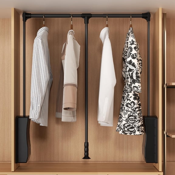 Soft-Close Pull Down Closet Rod, Stainless Steel Wardrobe Lifts,Adjustable 21-47 Inch Chrome Polished Side Mounted Rail Organizer for Hanging Clothes