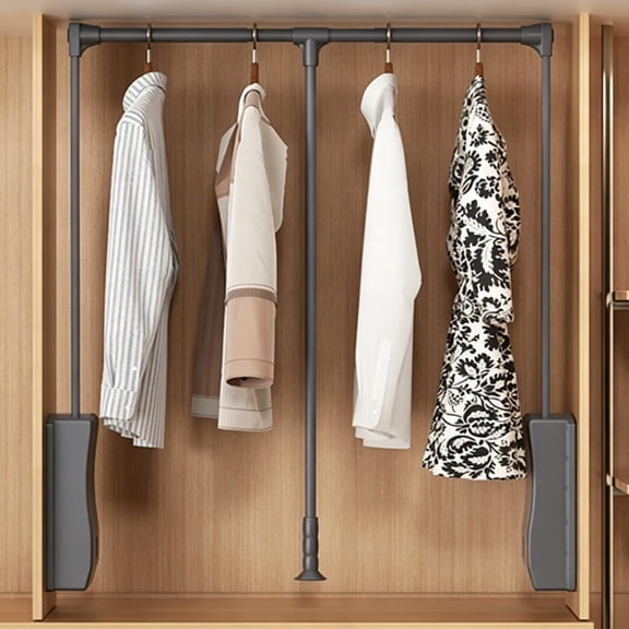 Soft-Close Pull Down Closet Rod, Stainless Steel Wardrobe Lifts,Adjustable 21-47 Inch Chrome Polished Side Mounted Rail Organizer for Hanging Clothes