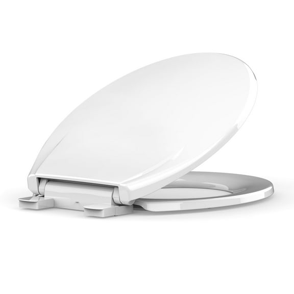 Soft Close Round Toilet Seat with Toddler Training Seat, 17 Durable White PP, Quick-Release for Easy Install & Cleaning, Fits Standard Toilets, Comfortable for Adults & Children