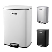 Soft-Close Step Trash Can, 13 Gallon/50L Stainless Steel Kitchen Garbage Can with Lid - Foot Pedal - Fingerprint Resistant - Removable Inner Bucket - White 42 x 36.8 x 63 cm