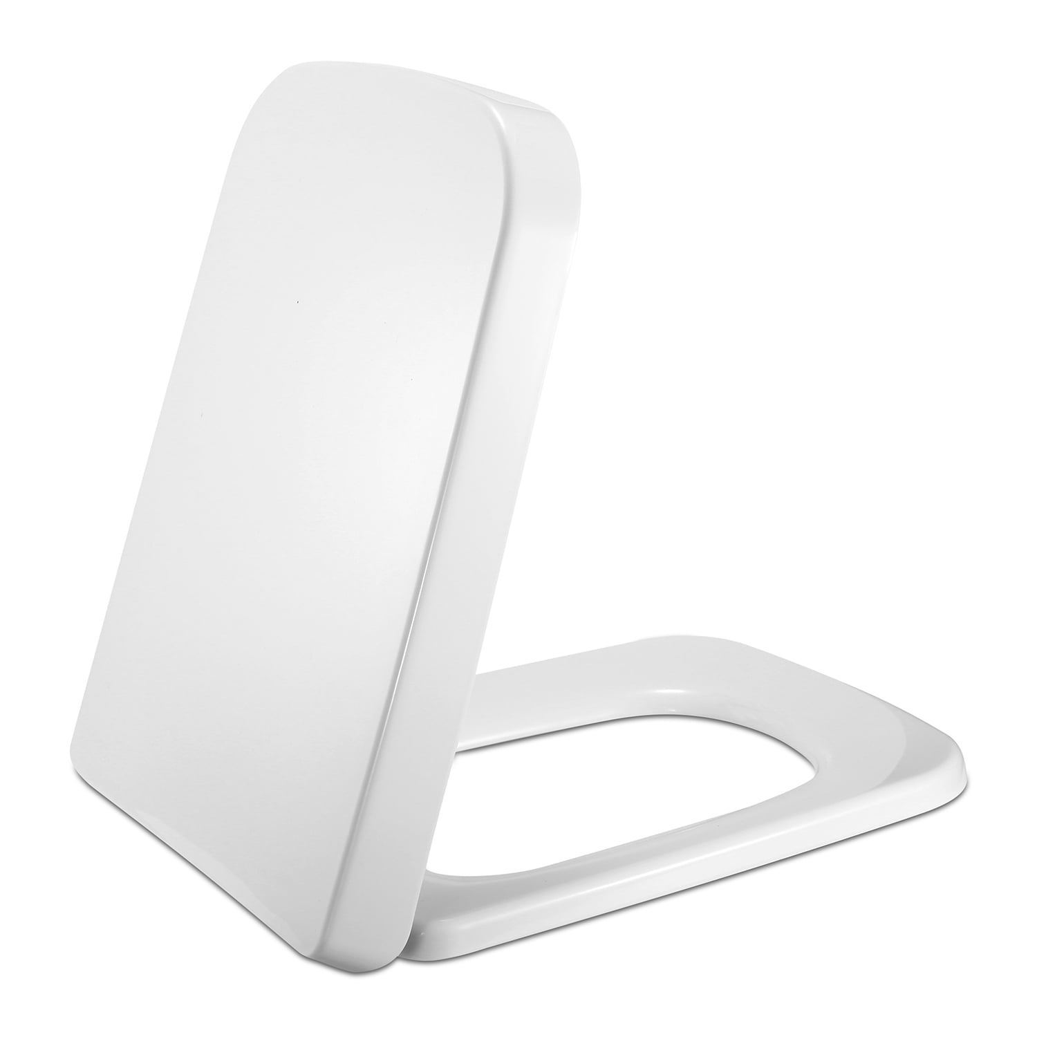 Soft Close Toilet Seat, White Square Toilet Seat, Toilet Seat Cover with Install Accessory Quick-Release Quiet Close Features Easy Install Easy Wash