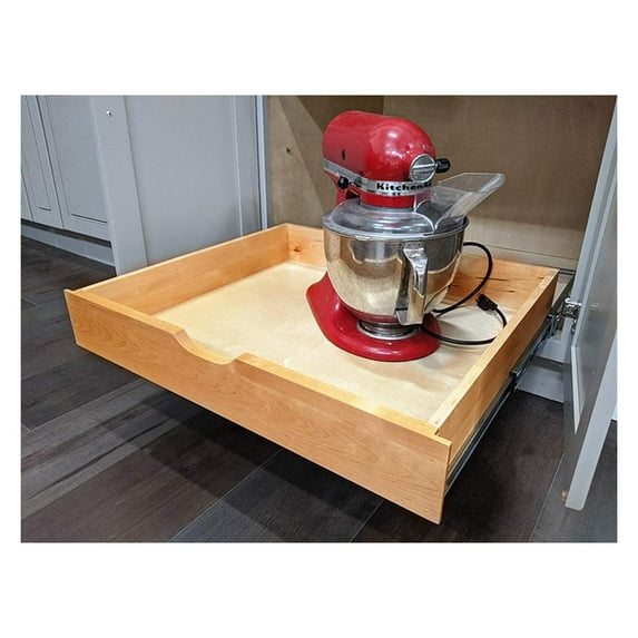 Soft Close Wooden Drawer Box Organizer Fully Assembled Pull Out Under Cabinet Sliding Shelf Base Kitchen Bathroom Vanity Under Sink Pull Out Organizer Drawer | Wood Roll Out Tray (26''W x 22''D)