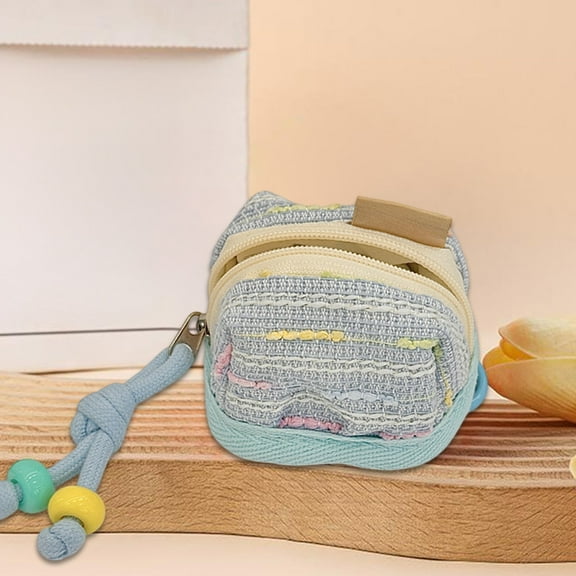 Soft Cloth Protective Case for Wireless Bluetooth Earbuds,Portable Pouch with Keychain for AirPods Pro 1 2 3,Galaxy Buds,Pixel Buds,Lightweight Polyester Storage Cover,2.8 x 2.8 x 1.6 Inches