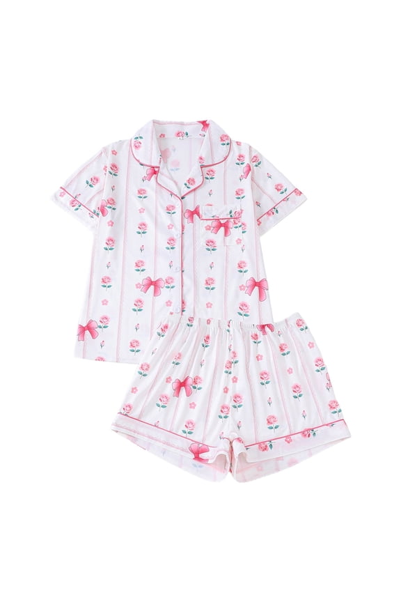 Soft Cloud Basic Solid 2 Piece Pajama Set Short Sleeve Breathable Stretchy To Size Daily Home Wear Sleep Clothes White S