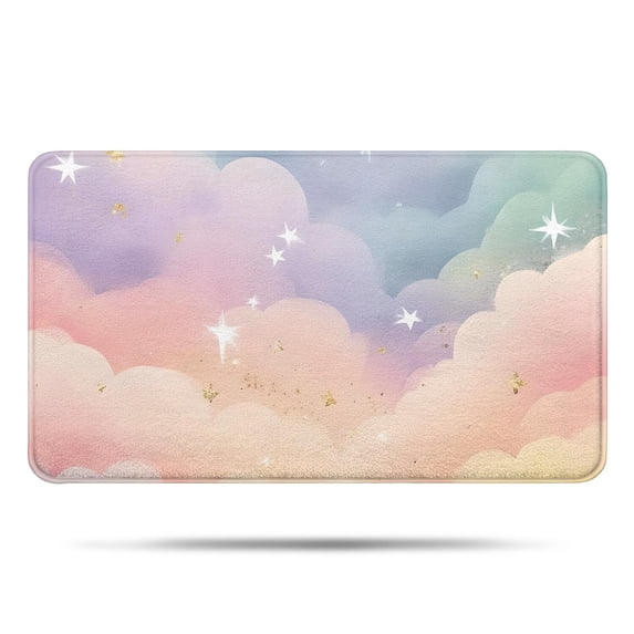 Soft Cloud Starry Scene Bathroom Rugs Mat,Non Slip Microfiber Bathroom Rug,Rubber Backing,Soft Bathroom Mats for Bathroom Floor,Tub and Shower,17x30in(43x75cm)