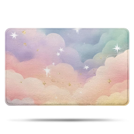 Soft Cloud Starry Scene Bathroom Rugs Mat,Non Slip Microfiber Bathroom Rug,Rubber Backing,Soft Bathroom Mats for Bathroom Floor,Tub and Shower,20x32in(50x80cm)