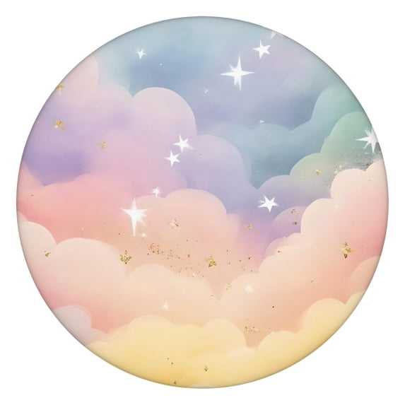 Soft Cloud Starry Scene Round Fitted Tablecloth with Elastic Edge,Dining Table Cover Waterproof,Outdoor Round Tablecloth for Camping,Dining,Indoor and Outdoor