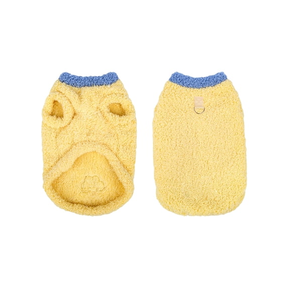 Soft Cloud Velvet Pet Vest Dog Clothes Cat Clothes - Fleece-Lined Warm Pullover, Autumn Winter Suitable, Yellow Color, S Size - For Small Dogs, Cats, Tiny Pets