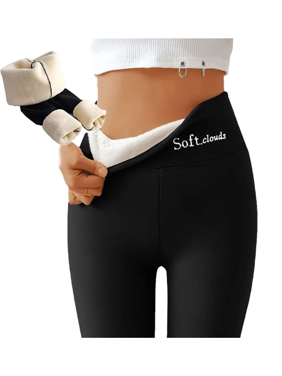 Fleece Leggings, Casual Warm Winter Pants Slim Leggings, Soft Clouds Fleece Leggings for Women
