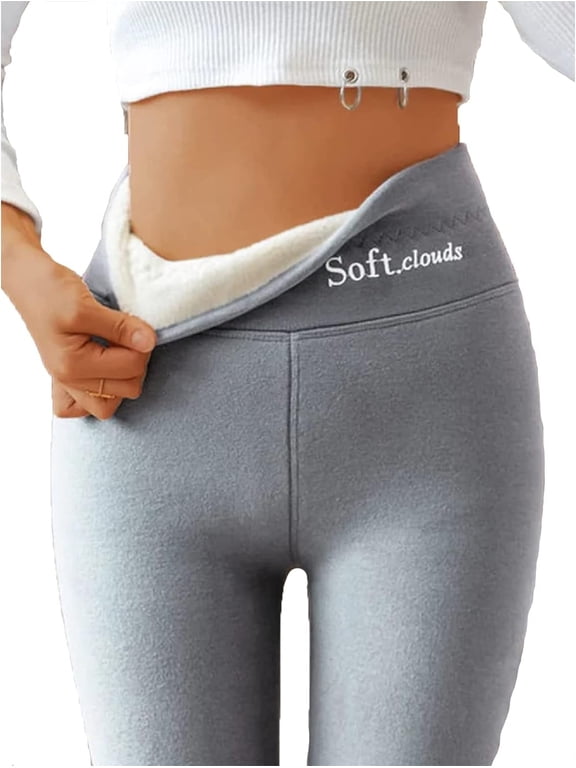Soft Clouds Fleece Leggings, Fleece Lined Leggings Women, Winter Leggings for Women Fleece Lined