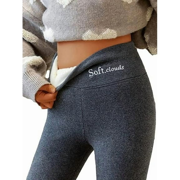 Soft Clouds Fleece Leggings, Fleece Lined Leggings Women, Winter Leggings for Women Fleece Lined