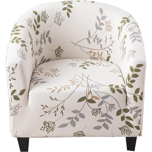 Soft Club Chair Slipcover Stretch Barrel Chair Covers Printed Tub Chair Slipcovers Round Couch Covers Spandex Armchair Sofa Cover Removable Furniture Protector for Living Room,C01