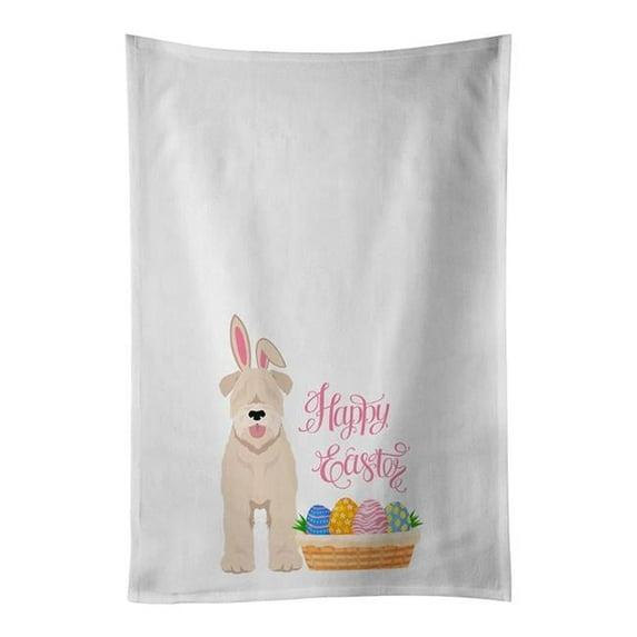 Soft Coated Wheaten Terrier Easter White Kitchen Towel Set of 2 Dish Towels 19 in x 28 in