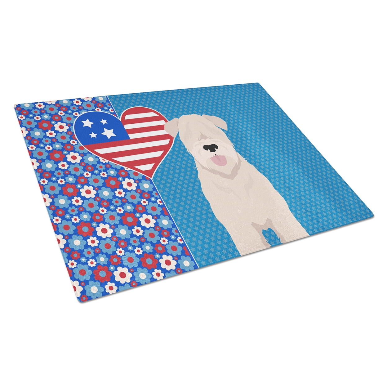 Soft Coated Wheaten Terrier Glass Cutting Board Large 12 in x 15 in