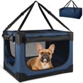 thumbnail image 1 of Soft Collapsible Dog Crate - 24 inch Portable Travel Puppy Crate for Small Pets or 2 Cats, Pet Carrier with 4 Mesh Doors, Car Kennel for Dogs with Handle for Indoor and Outdoor, Bule, 1 of 16
