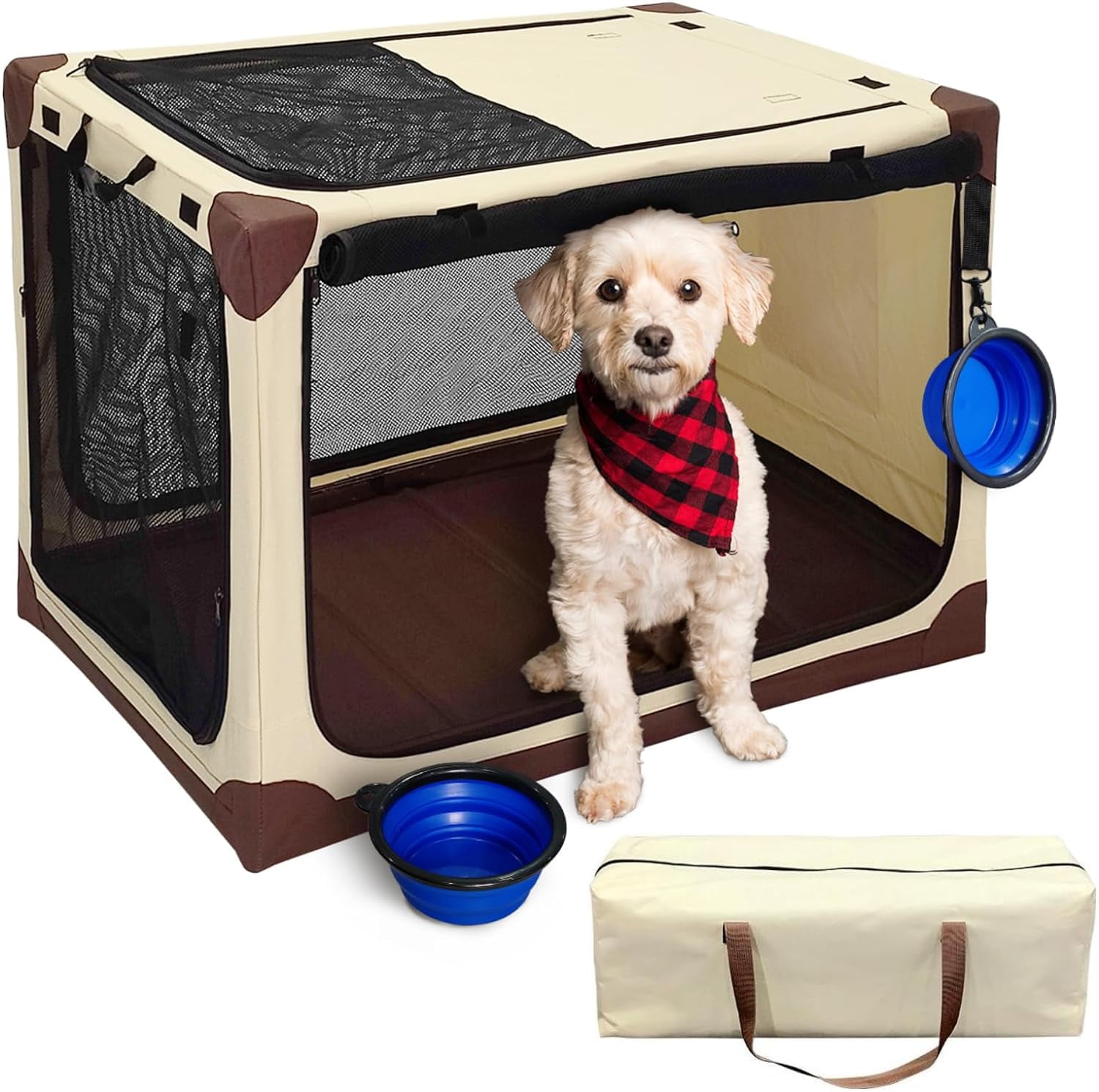 32 Collapsible Dog Crate Portable Travel Kennel for Medium Dogs Indoor Outdoor Use Grey Walmart