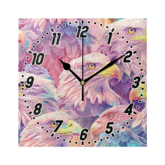 Soft Color Eagle Head Wall Clock Battery Operated Silent Non-Ticking Bedroom Office Kitchen Home School Decor 7.8"(Black)