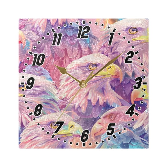 Soft Color Eagle Head Wall Clock Battery Operated Silent Non-Ticking Bedroom Office Kitchen Home School Decor 7.8"(Gold)