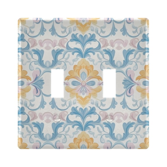 Soft Color Flower Patterns Light Switch Cover Electrical Outlet Cover Replaceable Wall Plates 2-Gang