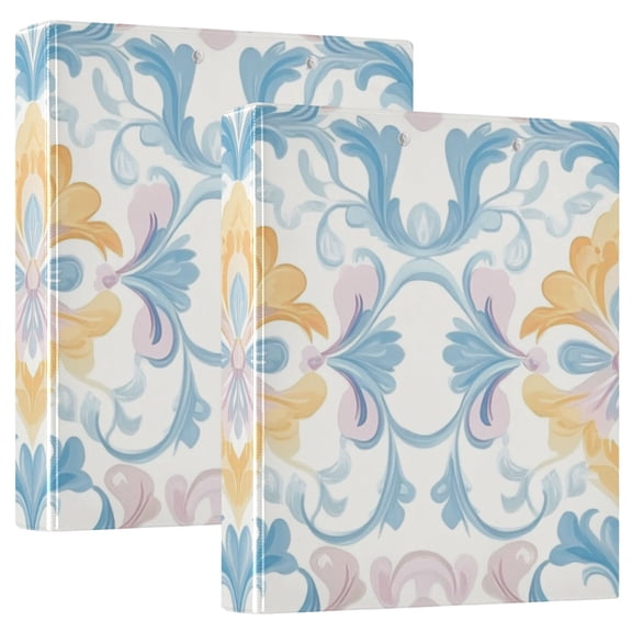 Soft Color Flower Patterns Round Ring Binder 3 Rings 1.5" Capacity File Storage for A4 Size 1 Pack