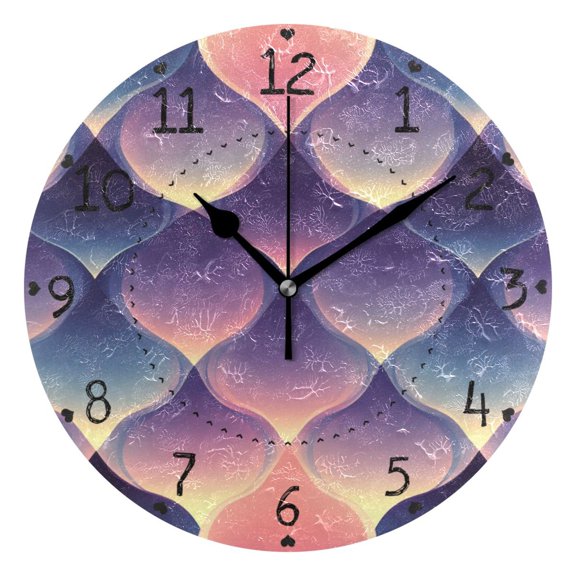 Soft Color Geometry Round Wall Clock Silent Battery Operated Home Decor for Living Room Bedroom