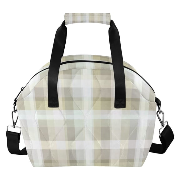 Soft Color Gingham Pattern Insulated Lunch Bag Reusable Quilted Lunch Box Waterproof Leakproof Lunch Container