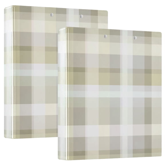 Soft Color Gingham Pattern Round Ring Binder 3 Rings 1.5" Capacity File Storage for A4 Size 1 Pack