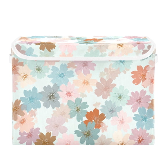 Soft Color Petals Foldable Storage Bins with Lids Handles Collapsible Storage Containers Tote Boxes 16.5 x 12.6 x 11.8 inches