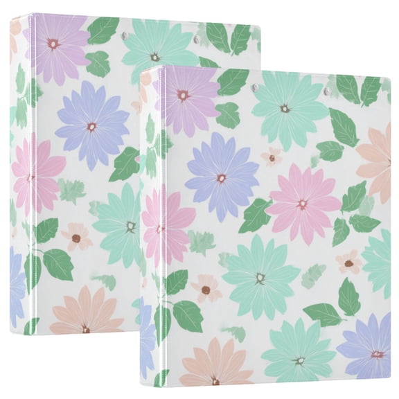 Soft Color Petals and Leaves Round Ring Binder 3 Rings 1.5" Capacity File Storage for A4 Size 1 Pack