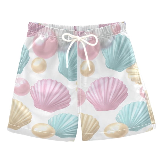 Soft Color Shells and Pearls Swim Trunks Board Shorts Beach Pants Bathing Bottoms L