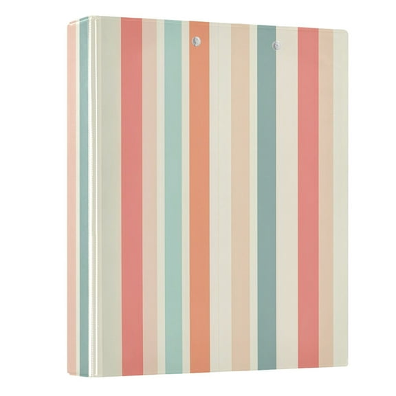 Soft Color Striped Hardcover 3 Ring Binder 1.5” Round Rings Letter Size Paper Pockets for School Office Supplies