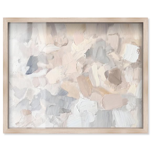 Soft Colors Fade I Shadowbox Print Neutral Art Decor by Art Remedy, Blonde Frame, 36 x 30
