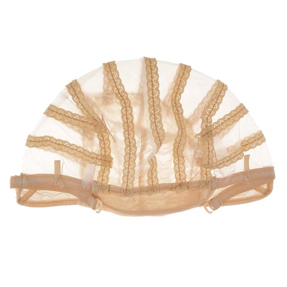 Soft Comfort Wig Making Base Inner Cap Adjustable Weave Breathable Weaving Lace Net Cap with Straps - Brown, Black, Beige - Beige, as described
