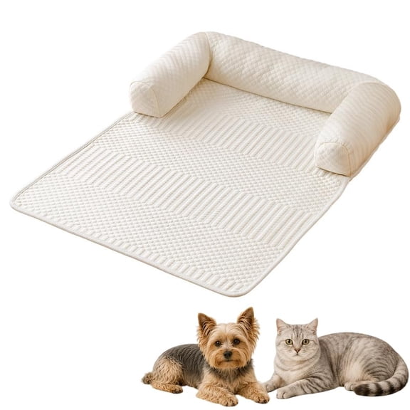 Soft Comfortable Calming Pet Bed Mats for Small Dogs and Cats, Neck & Head Support, Ultra Soft Fleece Fabric, Sofa Protection, Non-slip Base, Removable Washable Cover