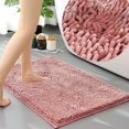 thumbnail image 1 of Soft Comfortable Chenille Bathroom Rugs 32" x 20" Non-Slip Backing Absorbent Furry Pink Bath Mats Rug for Bathtub Shower Room, 1 of 6