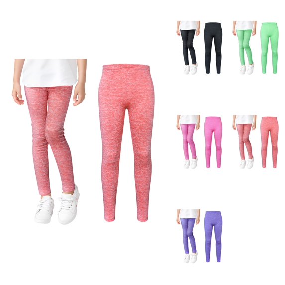 Soft Comfortable Girls Leggings, Full Length Stretchy Footless Tights Pants, Kids Compression Running Yoga Leggings