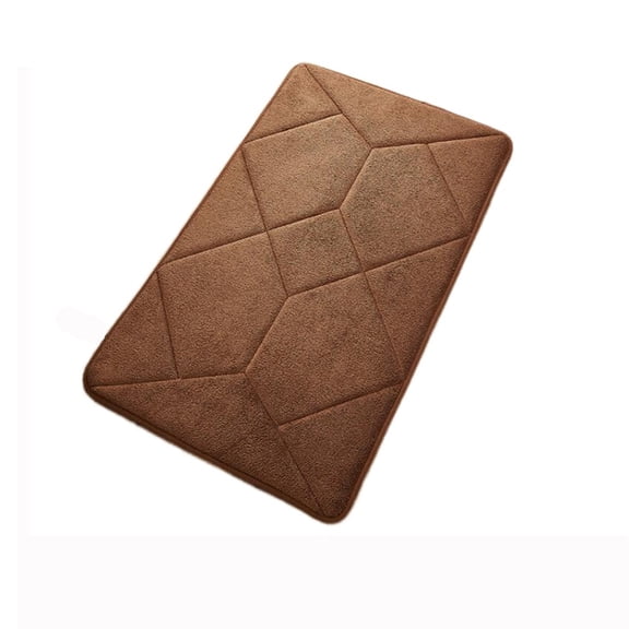 Soft Comfortable Memory Foam Bath Rugs 16x24inch Non-Slip Backing Absorbent, Geometric Pattern Brown Small Bathroom Mats Machine Washable