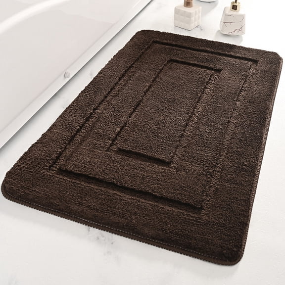 Soft Comfortable Microfiber Bathroom Rugs 20 x 32inch Brown Geometric Pattern Modern Decoration Bath Mats Machine Washable