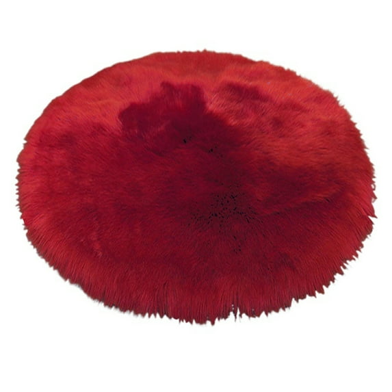 Soft Comfortable Plush Area Rug Round 3x3ft Red Fluffy Rugs Circle Carpet for Bedroom Living Room Nursery Shaggy Modern Floor Mat
