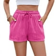 thumbnail image 1 of Soft Comfy Activewear Lounge Textured Shorts with Pockets and Drawstring for Women Hot pink XL, 1 of 7
