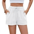 thumbnail image 1 of Soft Comfy Activewear Lounge Textured Shorts with Pockets and Drawstring for Women White XXL, 1 of 10