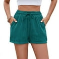 thumbnail image 1 of Soft Comfy Activewear Lounge Textured Shorts with Pockets and Drawstring for Women blue XXL, 1 of 7