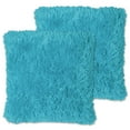 thumbnail image 1 of Soft & Comfy Plush Faux Fur Throw Pillows 2-Pack 18" x 18" - Turquoise, 1 of 3