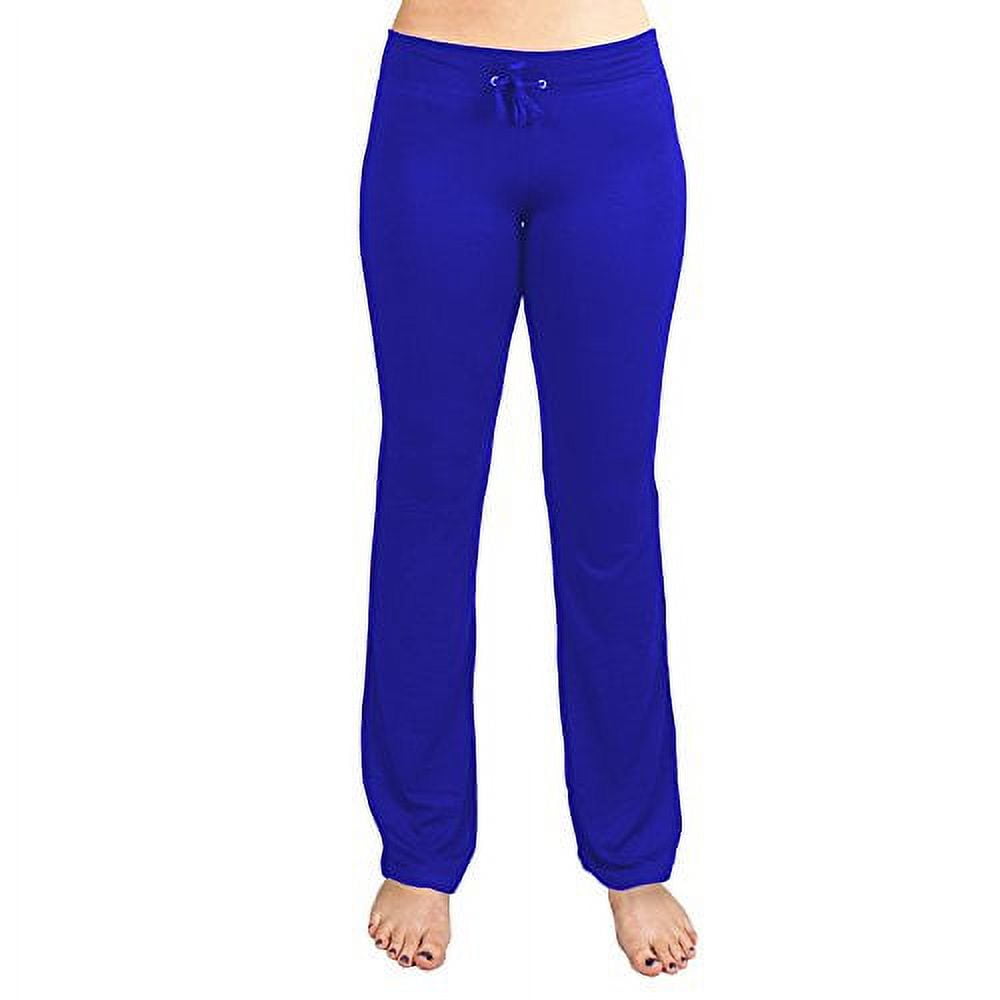 Soft & Comfy Yoga Pants, 95% Cotton/5% Spandex, Blue L 