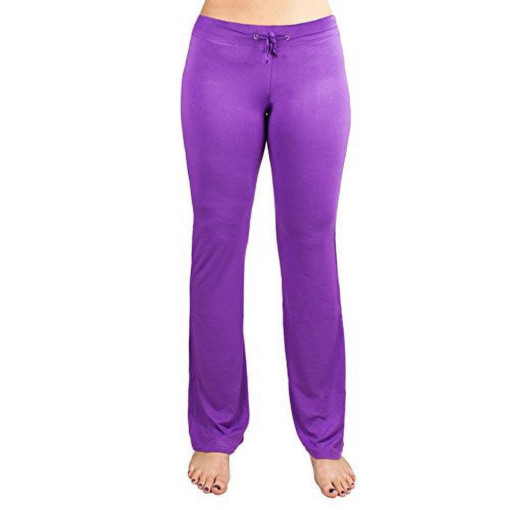 Soft & Comfy Yoga Pants, 95% Cotton/5% Spandex, Purple M - image 1 of 7