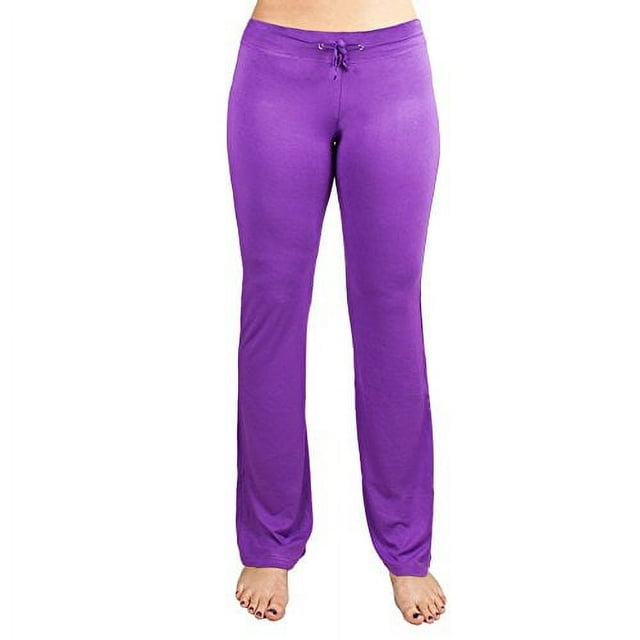 Soft & Comfy Yoga Pants, 95% Cotton/5% Spandex, Purple M