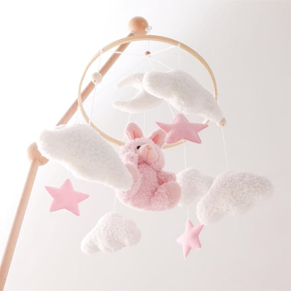 Soft Companion for Dreamy Nights - Delightful Mobile Bed Hanger With Plush Teddy Bear ，Encouraging Hand Eye Coordination