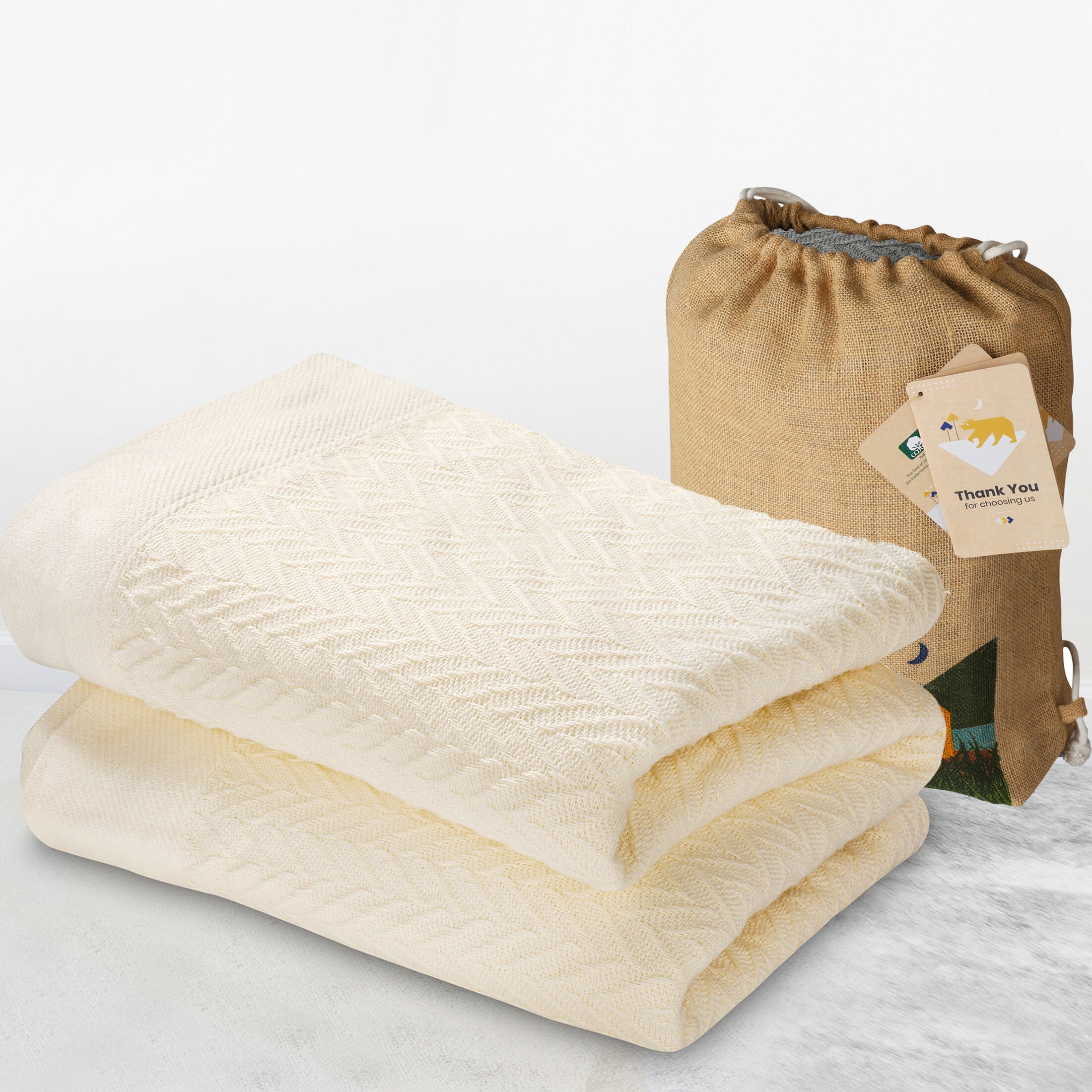 Soft u0026 Cool 100% Cotton Blankets Twin / Twin-Xl Size, All-Season Throw,  Lightweight u0026 Breathable Bed Blanket For Summers, Premium Herringbone  Design, Cotton Twin Blanket With Free Bag ( Ivory ) - Walmart.com