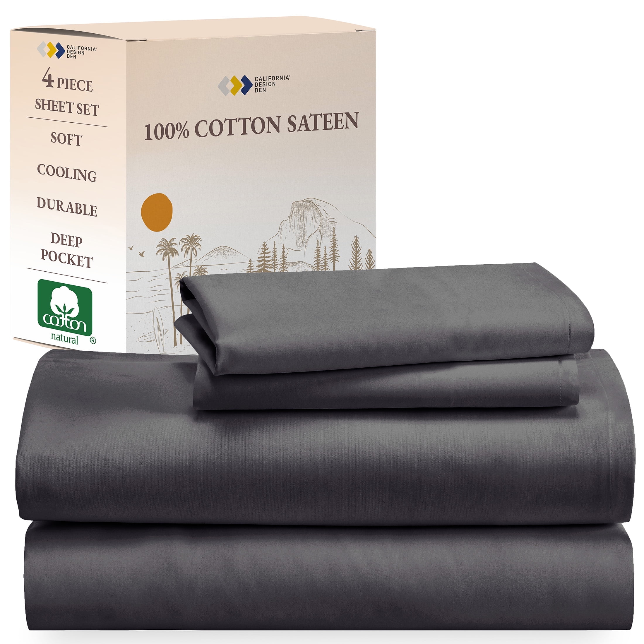 Soft Cooling Sheets, 100 Cotton Sheets King Size Bed Sheets Set With