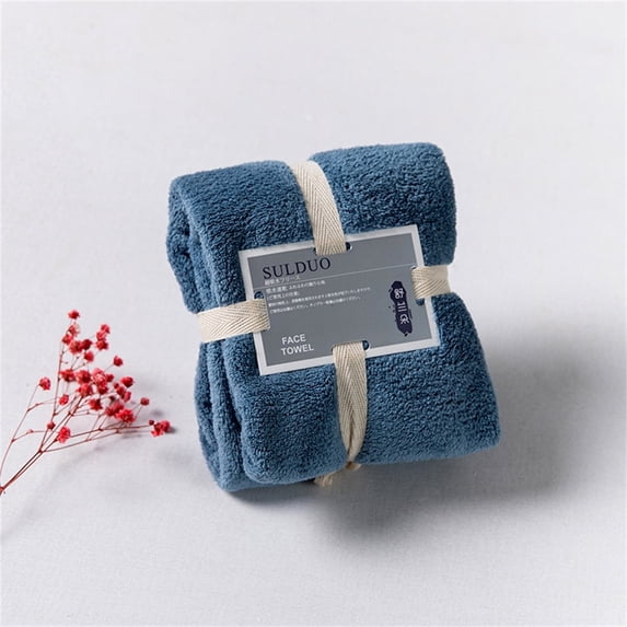 Soft Coral Fleece Bath Towel, Absorbent Polyester Bath Sheet for Daily Use and Travel, Quick-Dry Lightweight Towel for Gym and Beach, Navy Color, 36x80cm Size, 1 Count